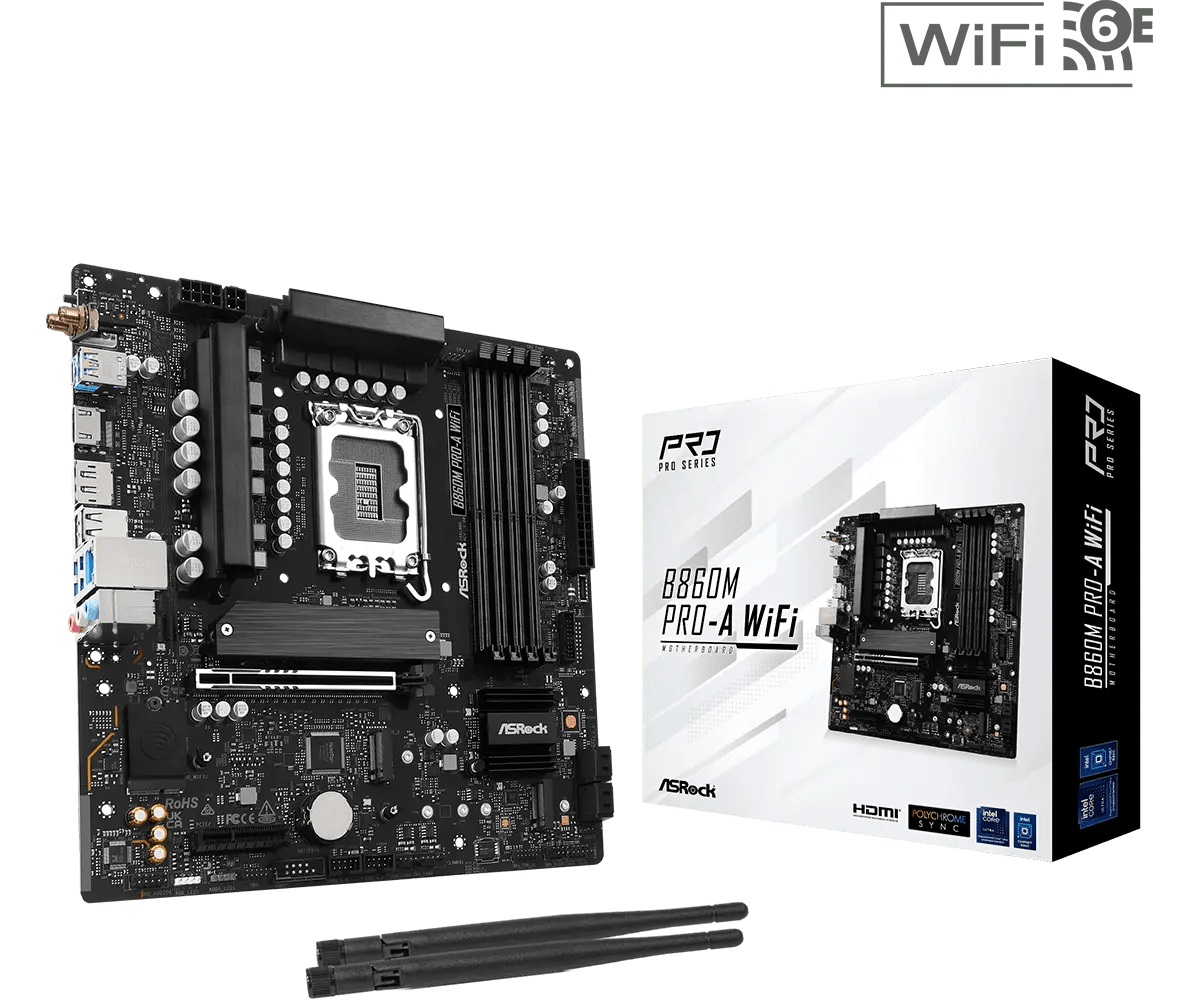 ASRock B860M Pro - A WiFi LGA1851 Socket Motherboard | 90 - MXBRS0 - A0UAYZ - 4711581490307 - Vektra Computers LLC ASRock B860M Pro - A WiFi LGA1851 Socket Motherboard | 90 - MXBRS0 - A0UAYZ - 4711581490307 - Vektra Computers LLC